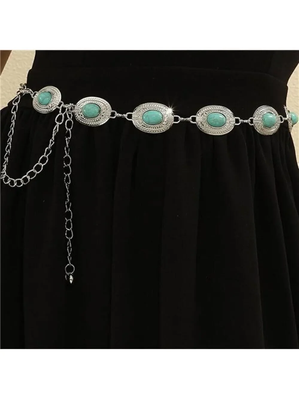 Women Western Turquoise Concho Waist Chain